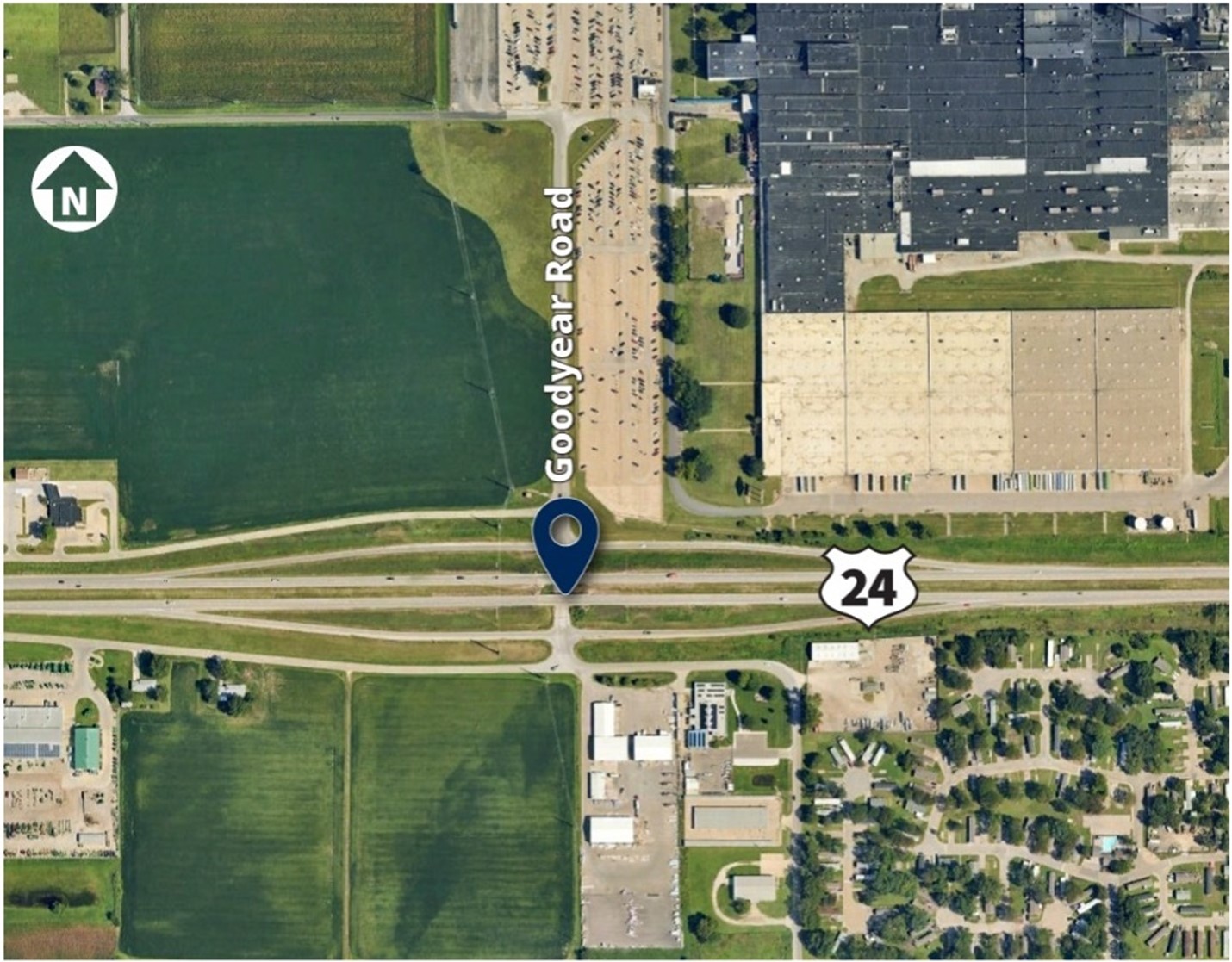 US 24 over Goodyear Road. Project Map