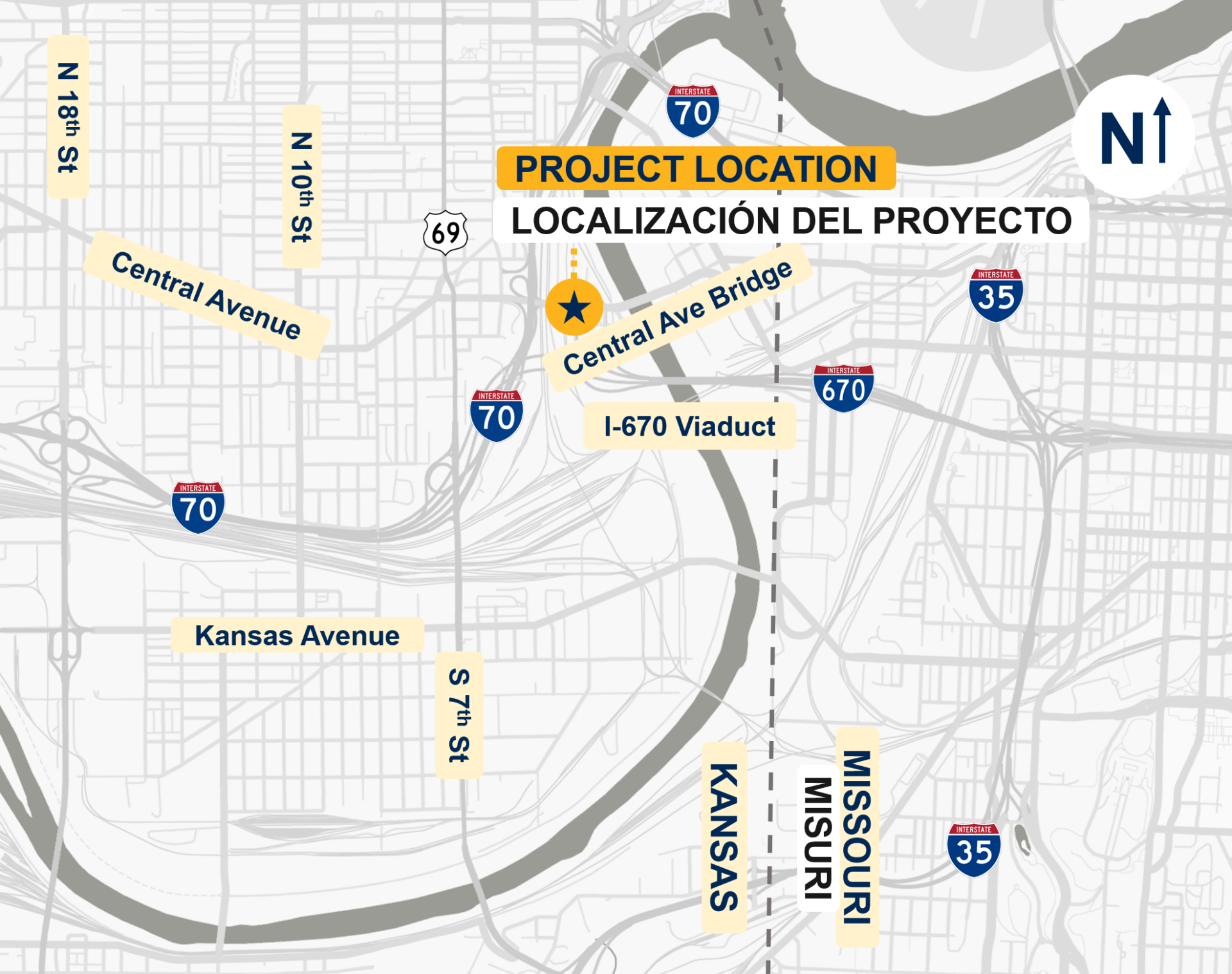 Map showing central avenue bridge project location