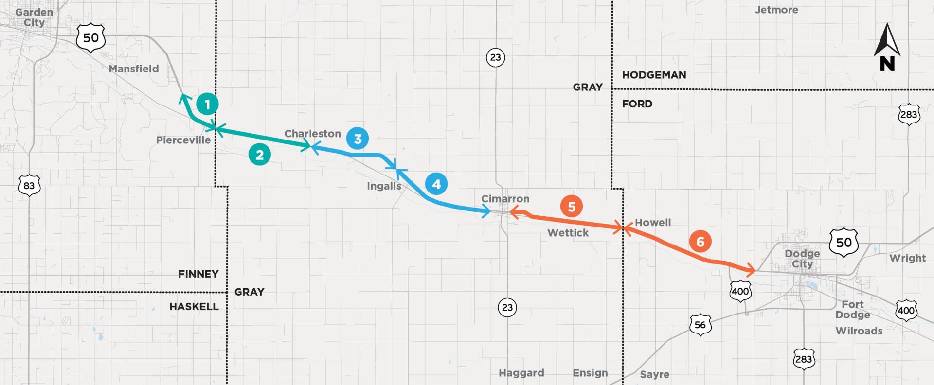 Project Area Map of U.S. 50 Expansion to Four-Lane Expressway in Finney and Gray Counties