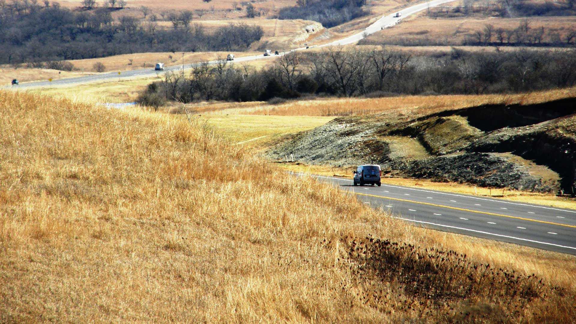 hilly and windy Kansas Highway 68