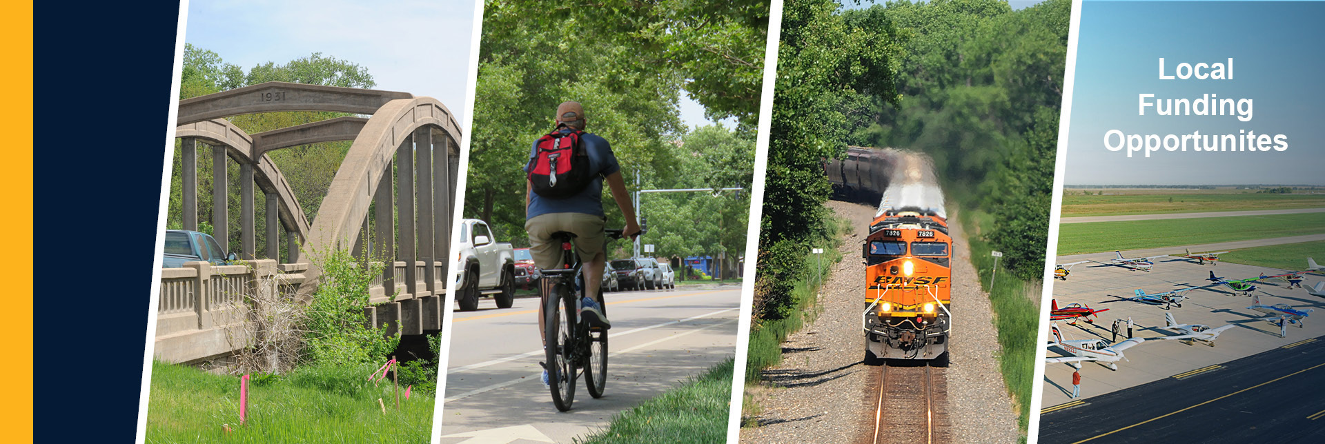 Photo collage depicting various modes of transportation