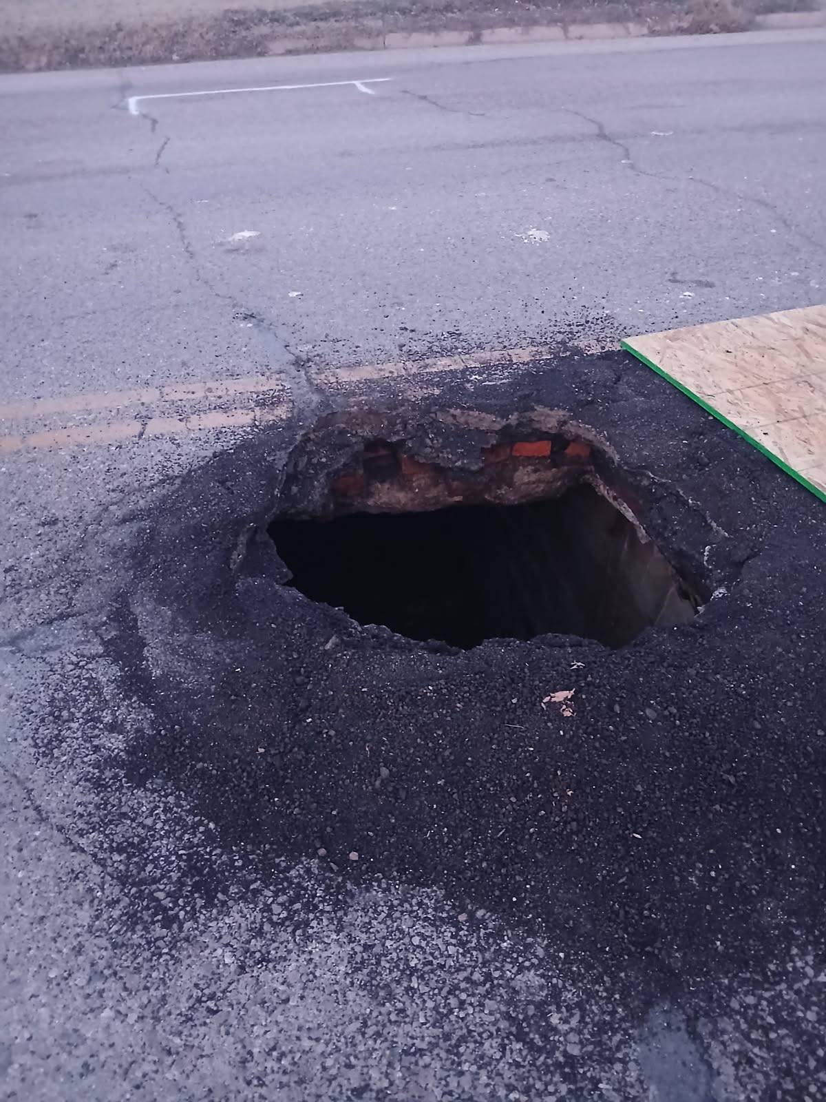 A sinkhole in Lyons, Kansas as of January 29, 2025