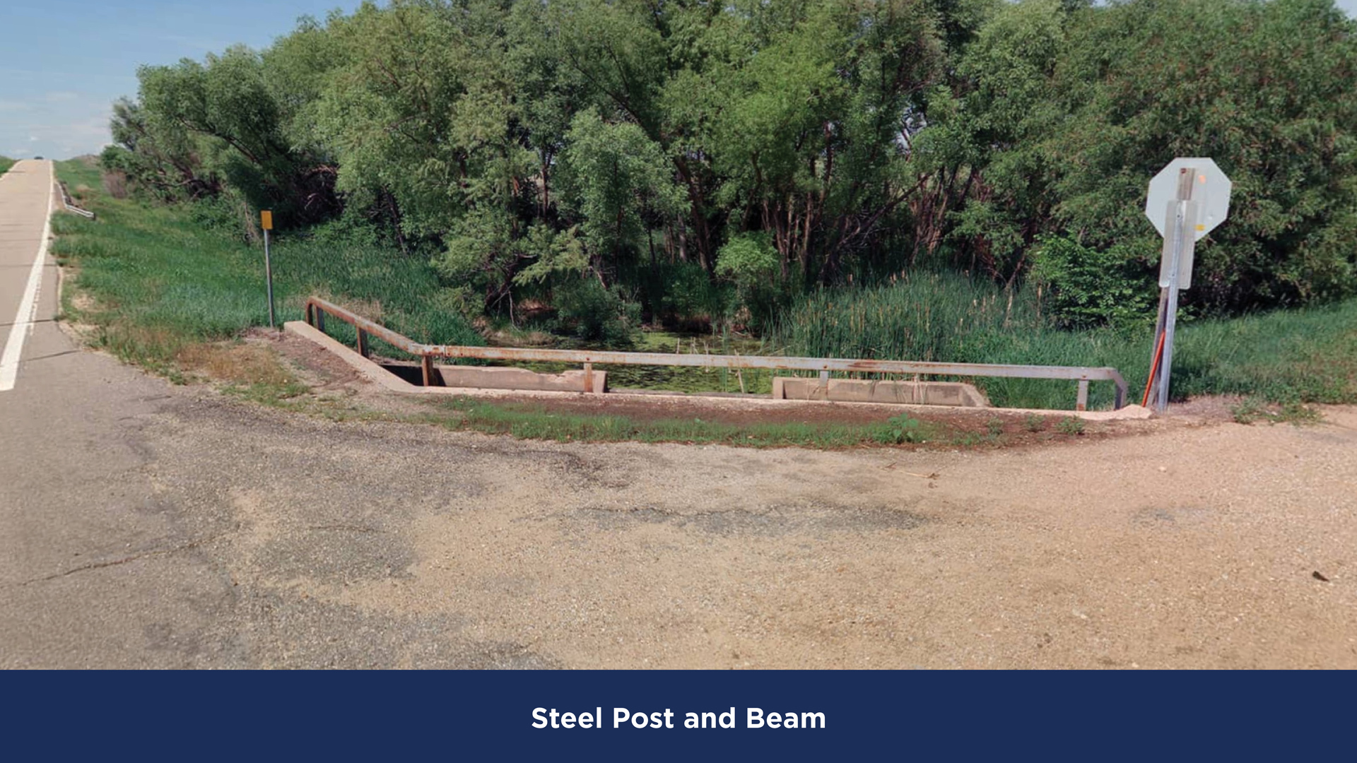 KDOT Bridge and Culvert Railing example showing steel post and beam