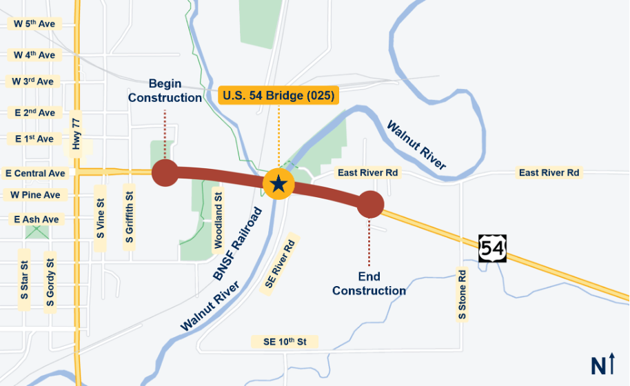 U.S. 54 Bridge Project Location Map