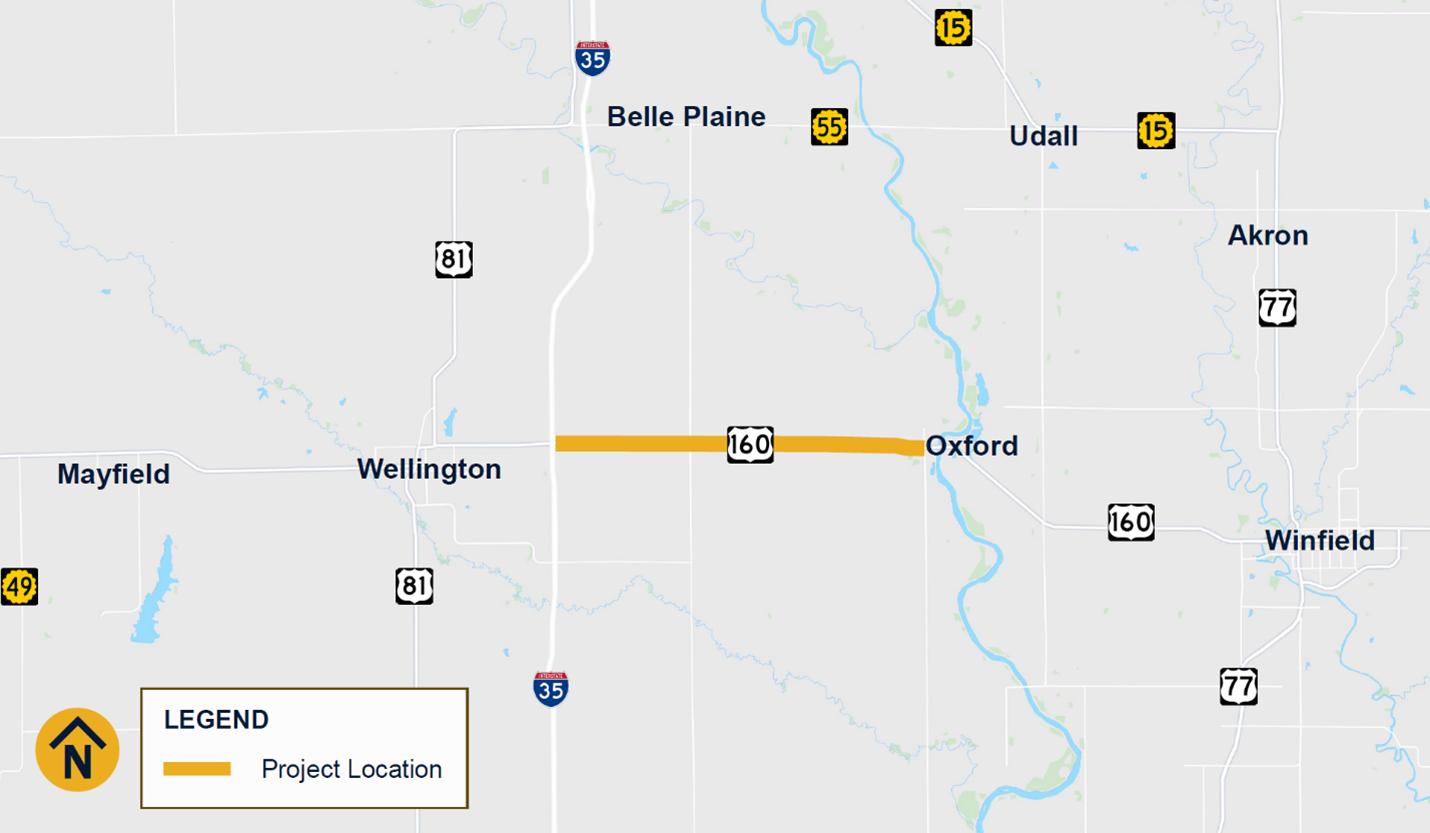 U.S. 160 Shoulder Widening Sumner County Project Map