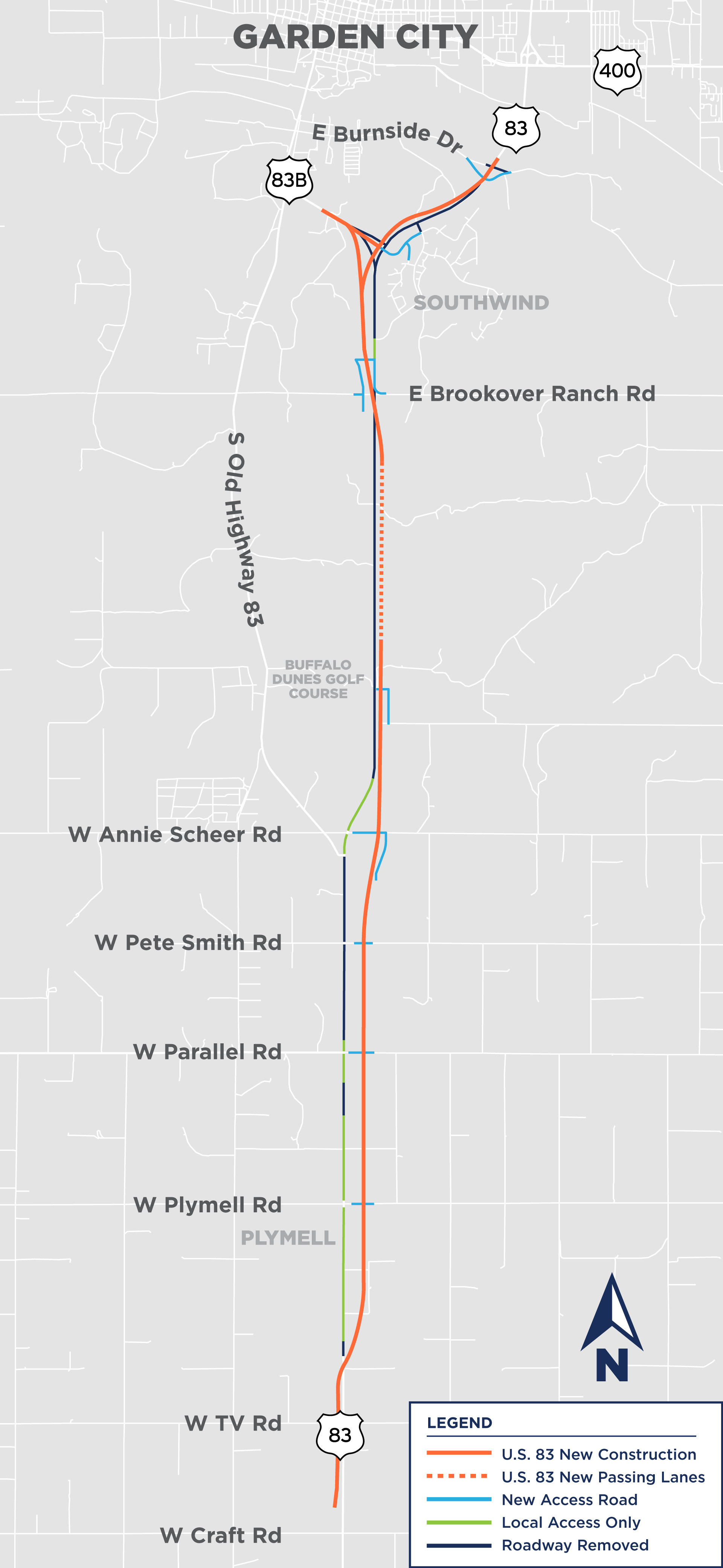 U.S. 83 Reconstruction and Passing Lanes in Finney County Project Area Map